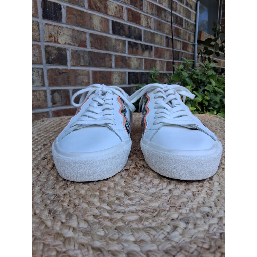 Madewell Sidewalk Low -Top Sneakers Sz 9.5 Snake Embossed Leather Wave EUC - Picture 4 of 13